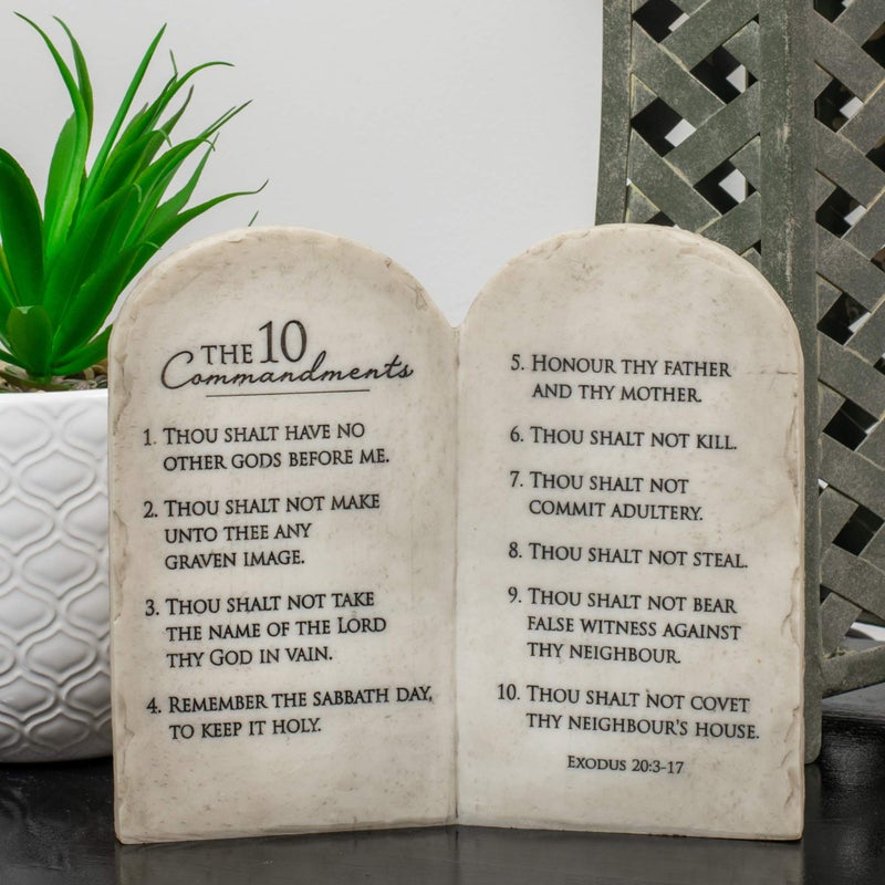 Dicksons 10 Commandments Whitewash Stone Tablet 6 x 6.5 Resin Decorative Wall and Tabletop Sign Plaque - Image 2
